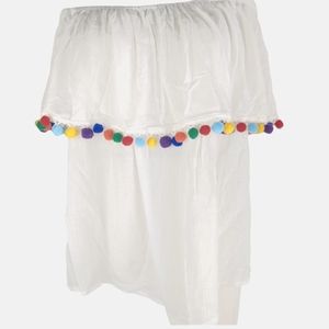 Forever 21 Plus 100% Rayon Crepe Off The Shoulder Pom Pom Top Size OX